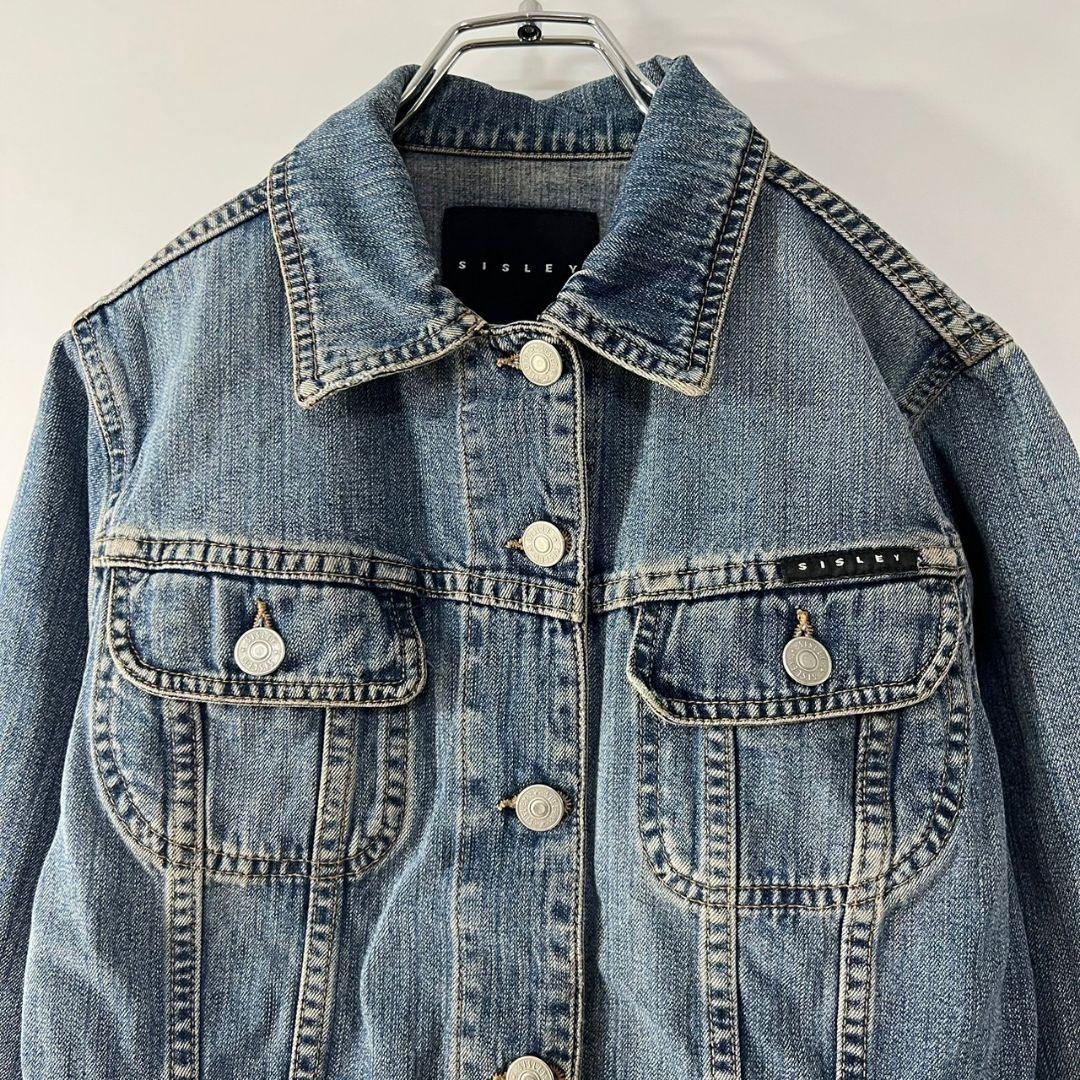 SISLEY シスレー Gジャン デニムジャケット XS ワンポイントロゴ