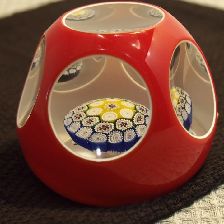 Vintage Millefiore Style Murano Art Glass Paperweight | Chairish