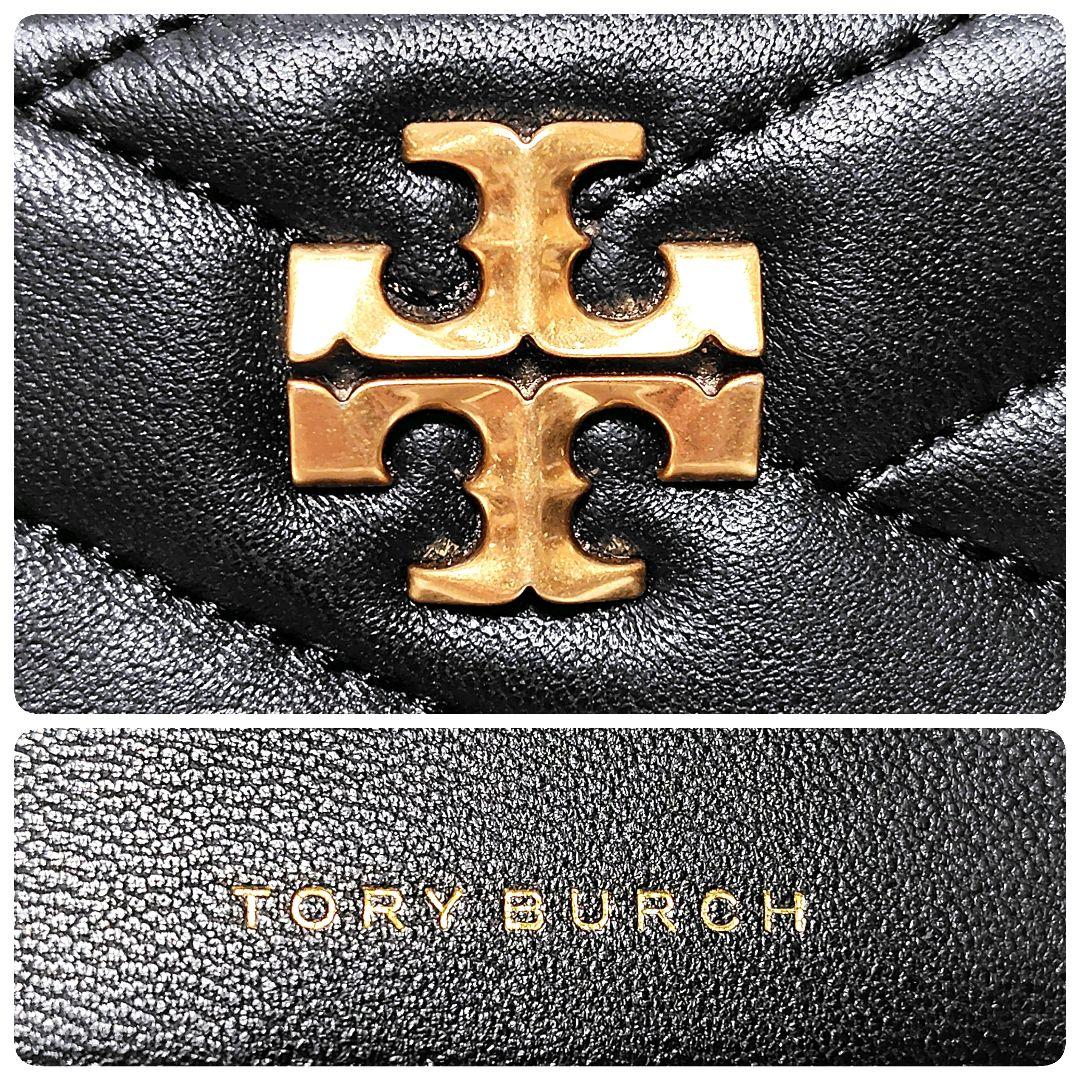 美品✨　トリーバーチ　折り財布　黒　レザー　キルティング　L字ジップ　金具ロゴ