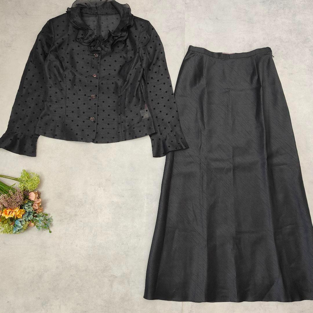 【極美品】ユキトリイ　セレモニースーツ　透け感　光沢　フリルカラー