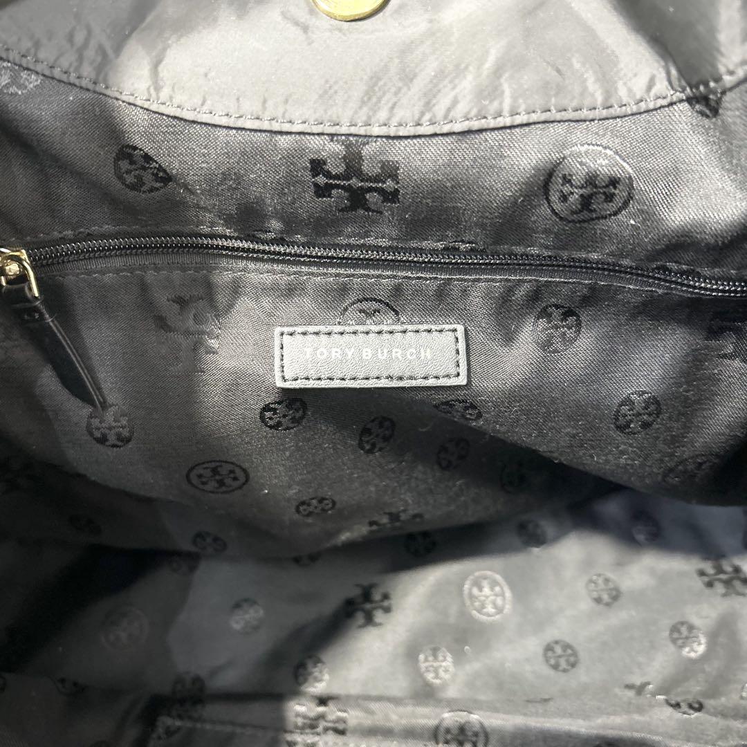 【未使用級】TORYBURCH トリーバーチ　トートバッグ　黒　ナイロン　レザー
