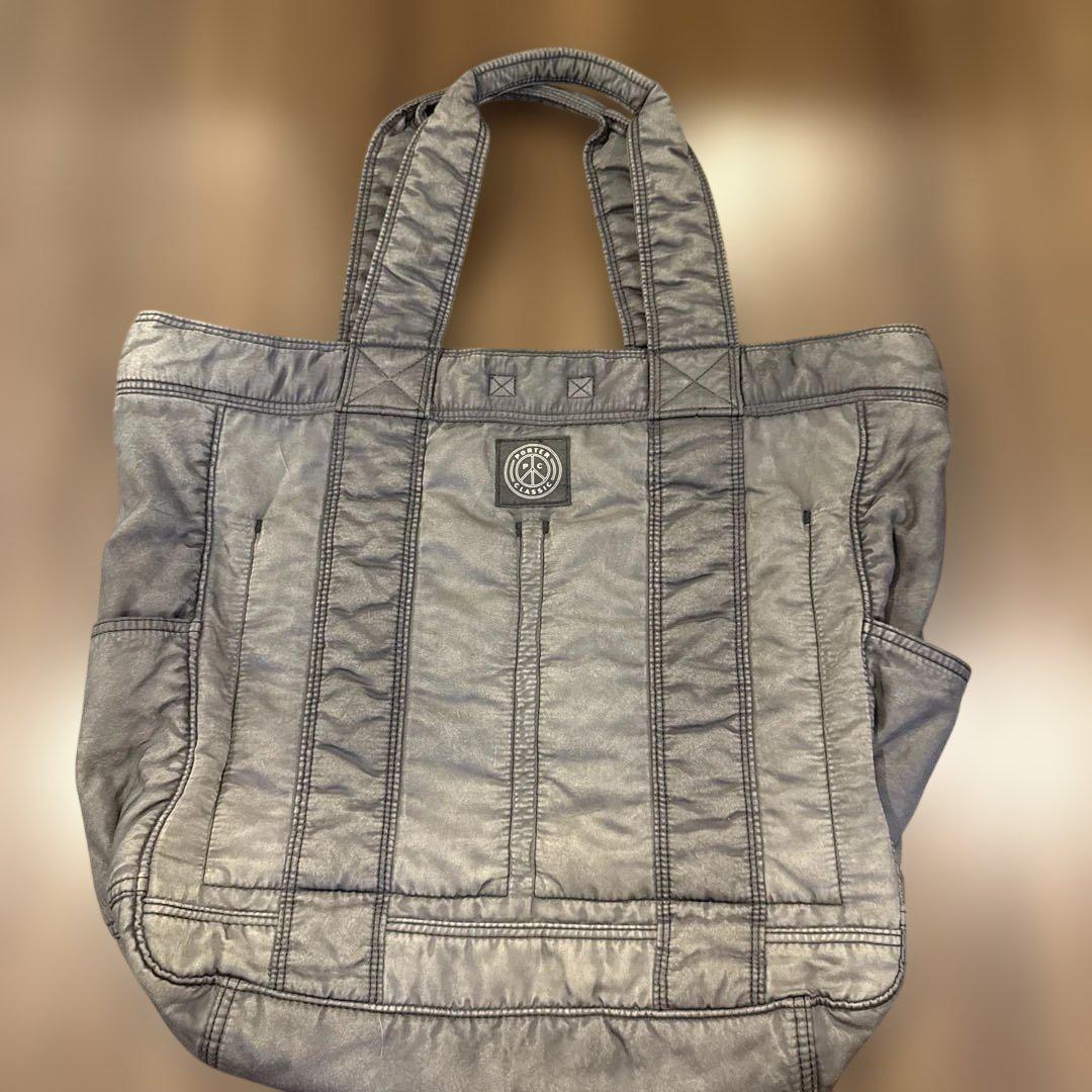 porter classic グレー キルティング ナイロントートバッグ