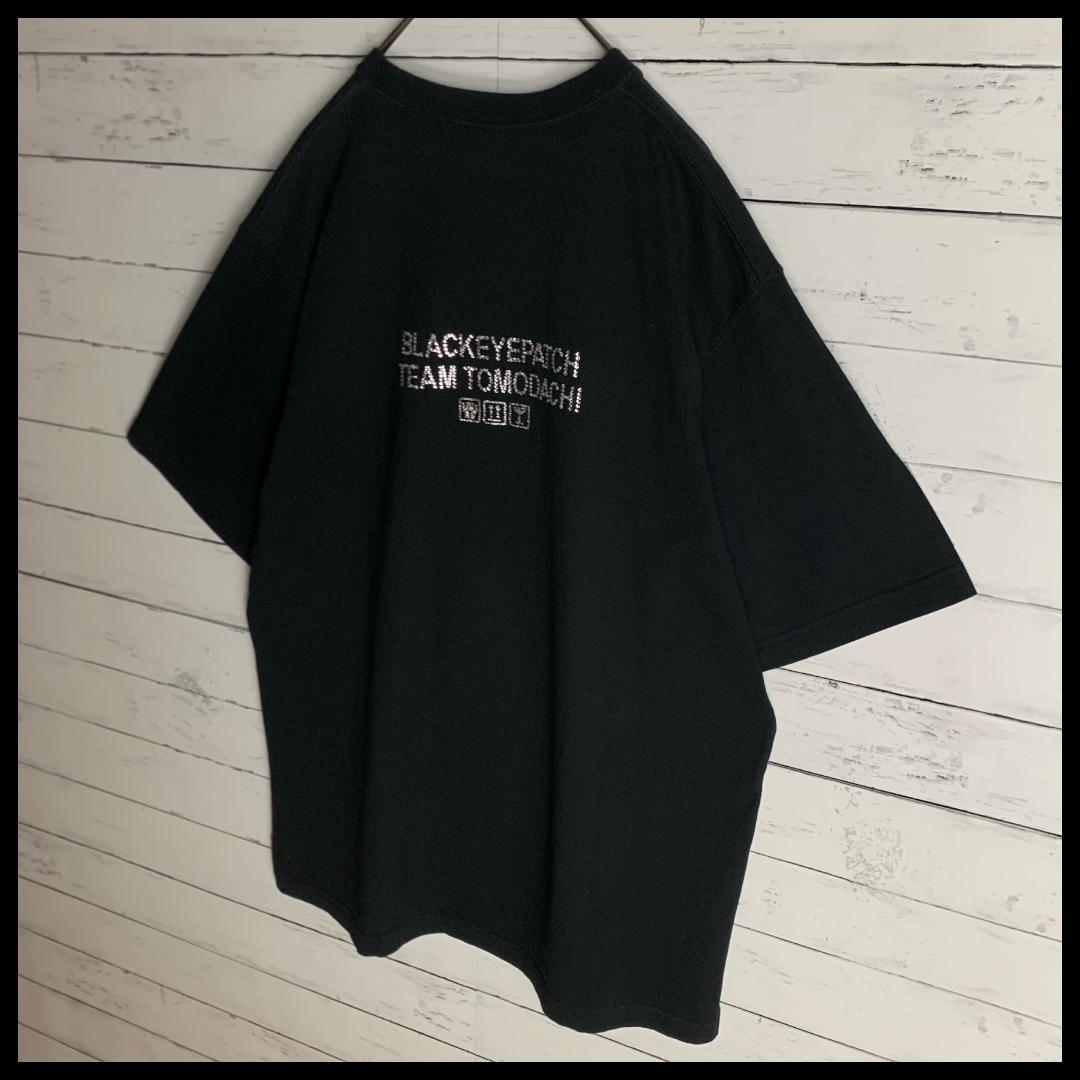 【美品・タグ付き】ブラックアイパッチ 取扱注意ロゴラインストーンＴシャツ/116