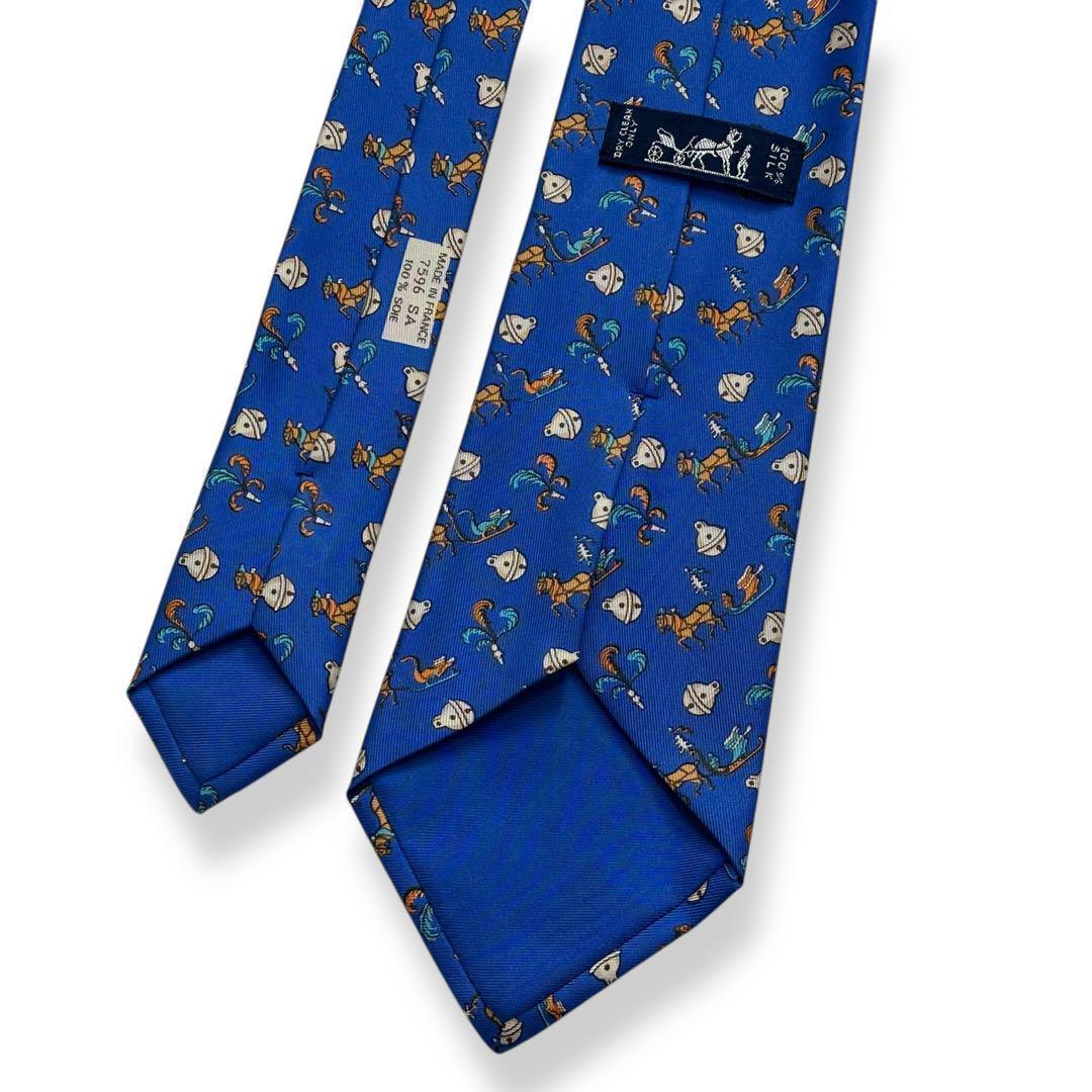 美品✨HERMES ネクタイ　エルメス　お魚　可愛い　総柄　動物　アニマル 極美品✨HERMES ネクタイ エルメス ホース 馬 アニマル 動物 総