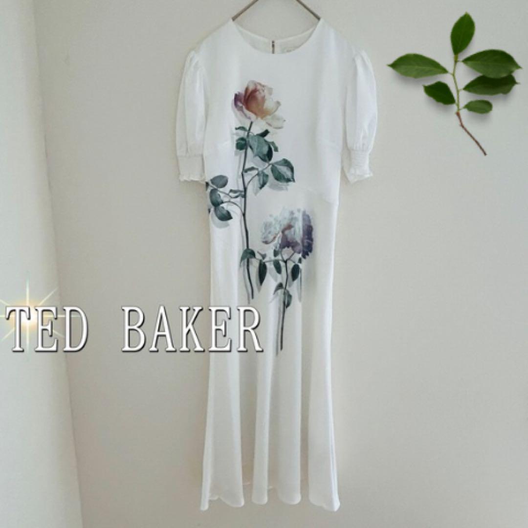 Ted Baker フラワープリント ワンピース Ted Baker フラワープリント マキシドレス UK 8 - メルカリ
