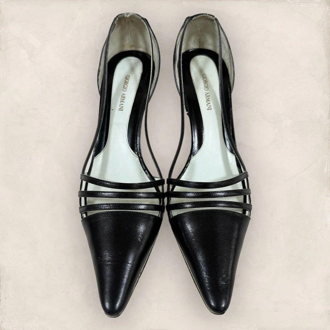 giorgioarmani ジョルジオアルマーニ 黒ヒールパンプス 22cm giorgioarmani ジョルジオアルマーニ 黒ヒールパンプス 22cm