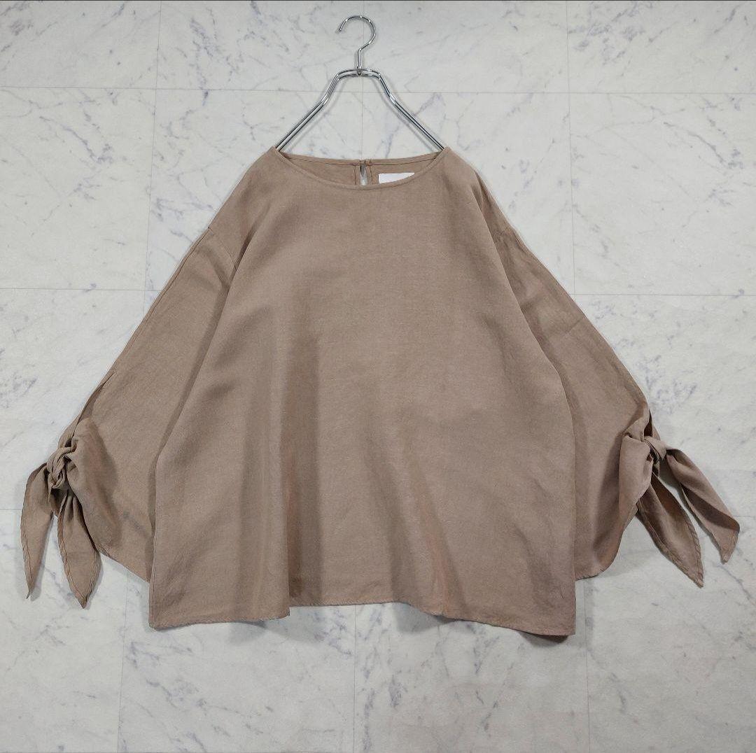 美品 かぐれ リネンミックスプルオーバーシャツ F 手洗いOK ボートネック