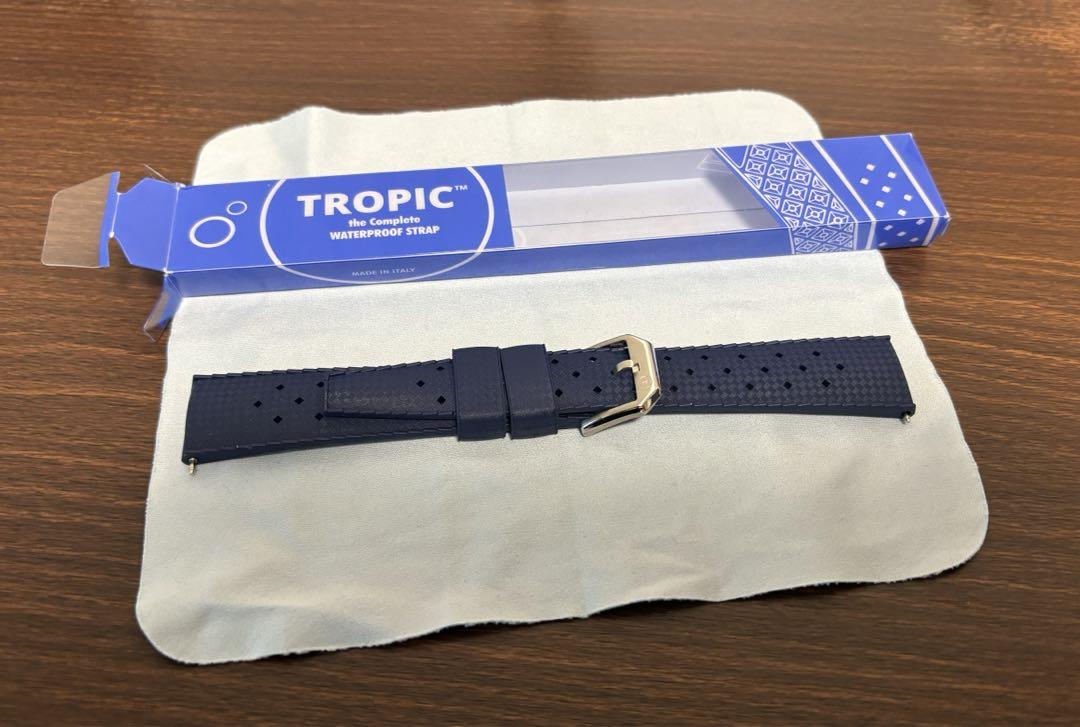 イタリア製 腕時計 トロピックラバー クロノワールド 20mm ネイビーブルー