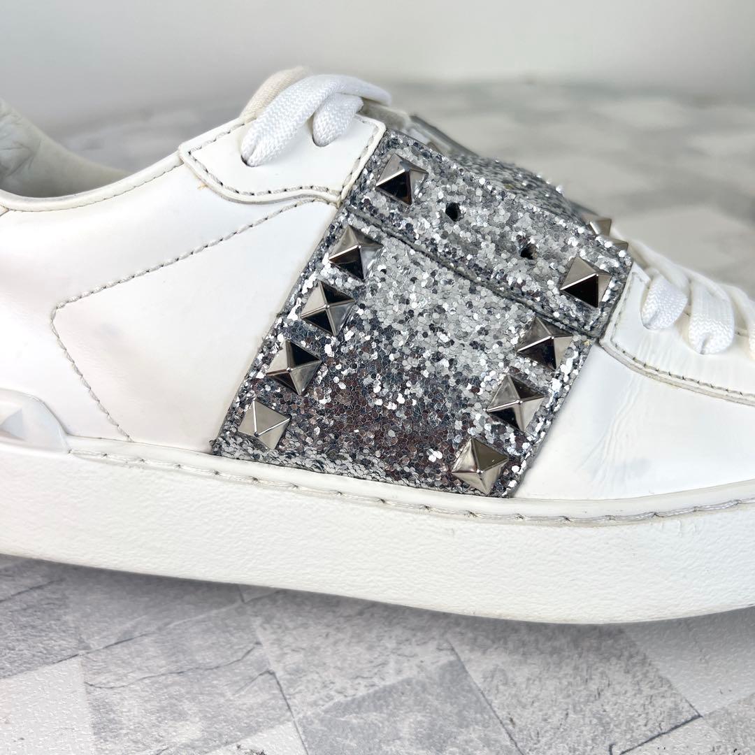 VALENTINO バレンチノ レザー スニーカー スタッズ シルバーラメ
