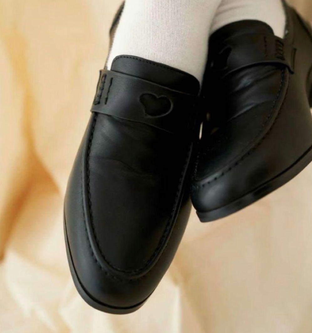 靴 GIDEAL. heart shaped loafer black 43