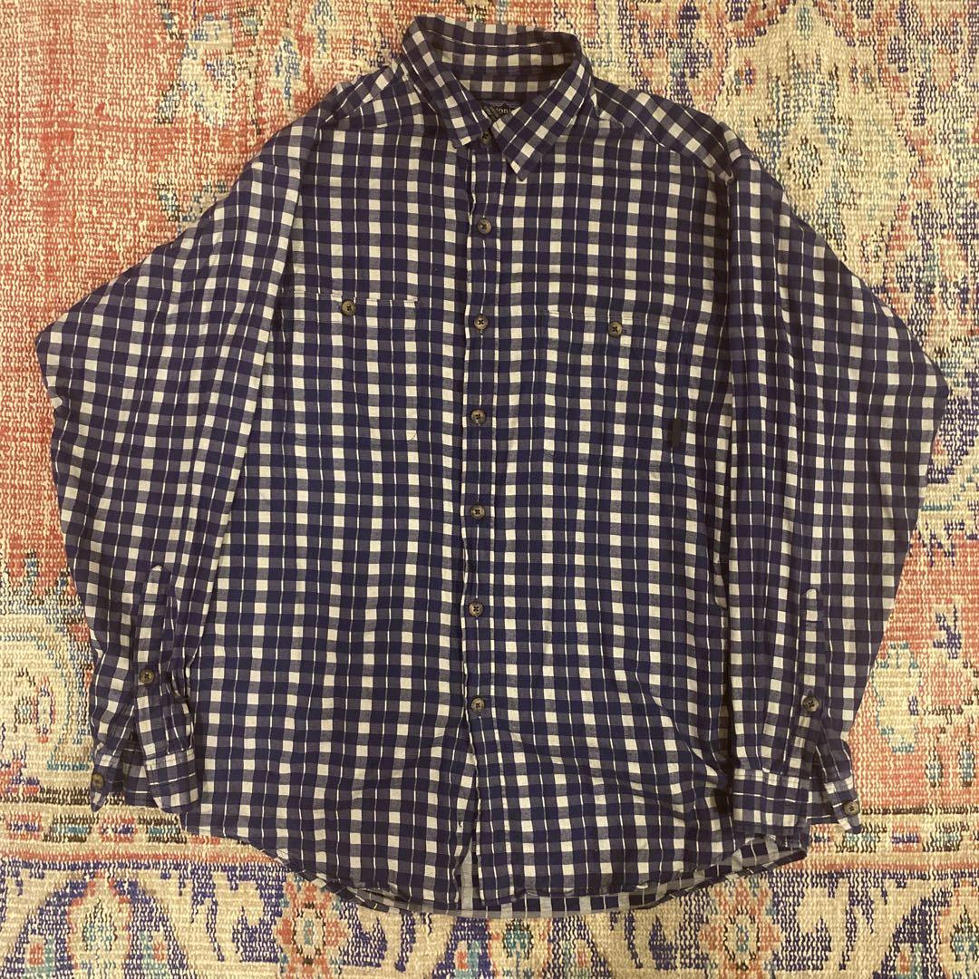 90s patagonia メンズ M ネルシャツ ネイビー オンブレ　ヘビネル