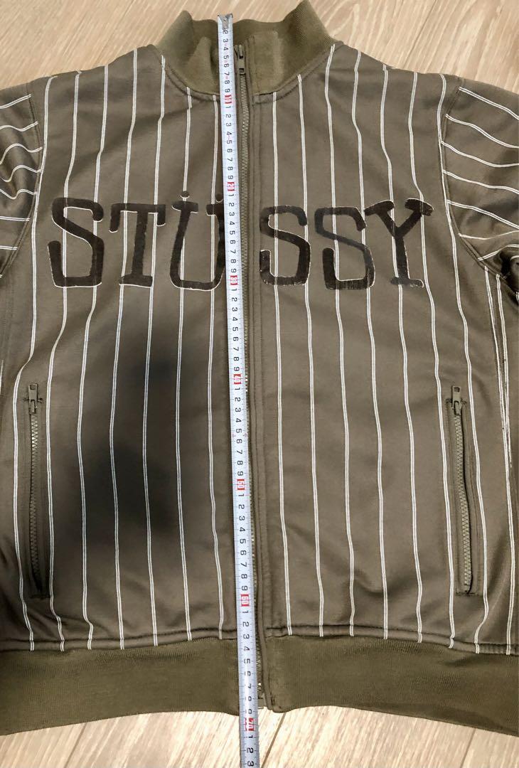 激レア古着OLD STUSSYトラックジャケット Lサイズ　オリーブ色ストライプ