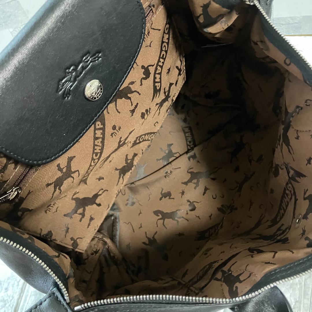 美品 ロンシャン ハンドバッグ 2way LE PLIAGE CUIR ブラック
