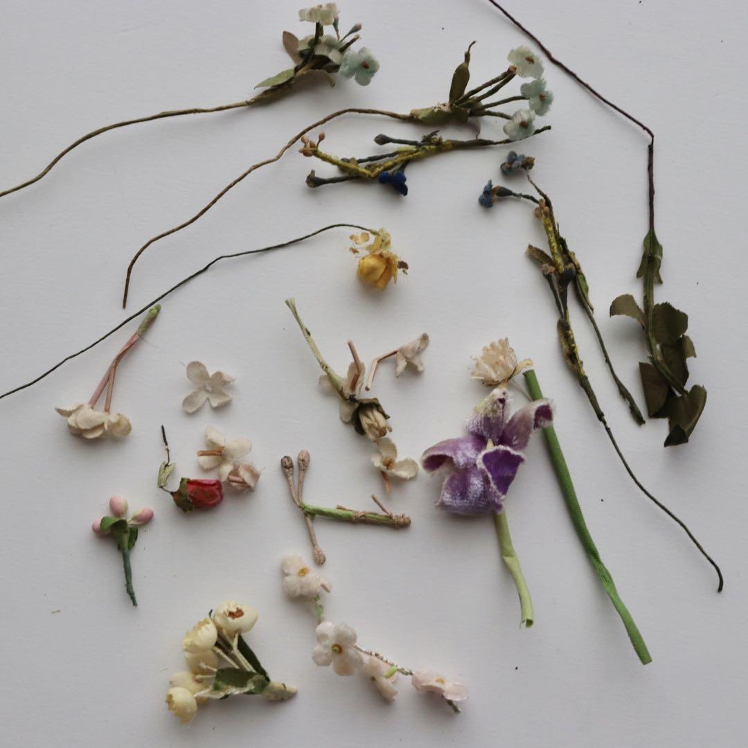 Ｅ　アンティーク　布花　パーツ　造花　ベロア　手芸用品