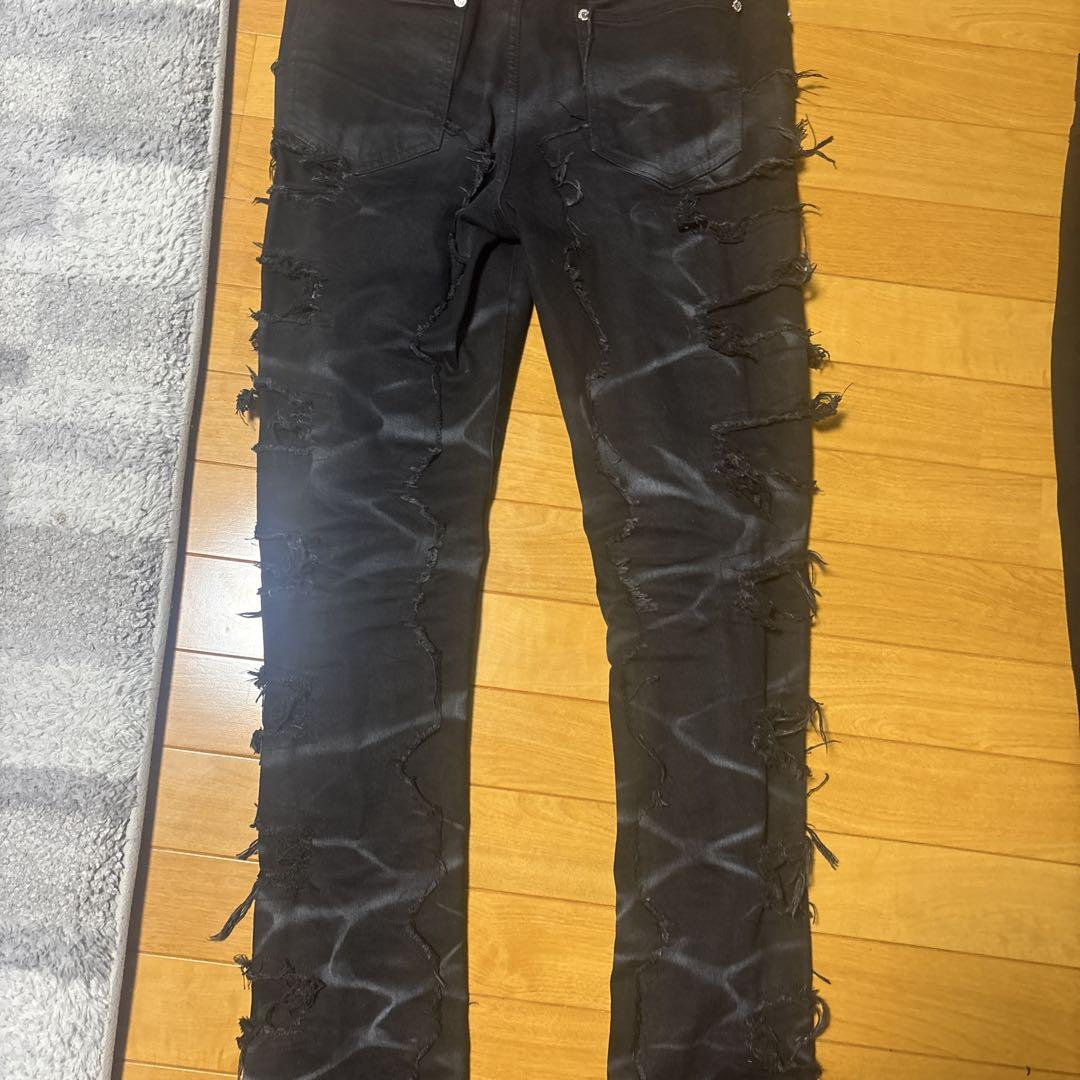 GUAPI オブシディアンブラック スモークデニムフレアパンツ