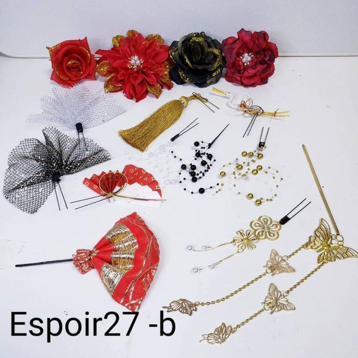 激安人気新品 ⭐︎ 帯扇 蝶々簪バージョン 髪飾り赤 黒 金 ダリア 薔薇 ...