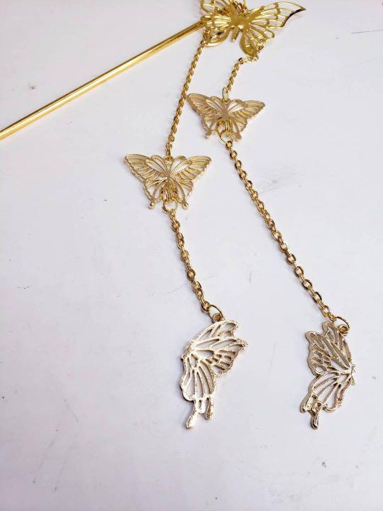 激安人気新品 ⭐︎ 帯扇 蝶々簪バージョン 髪飾り赤 黒 金 ダリア 薔薇 ...