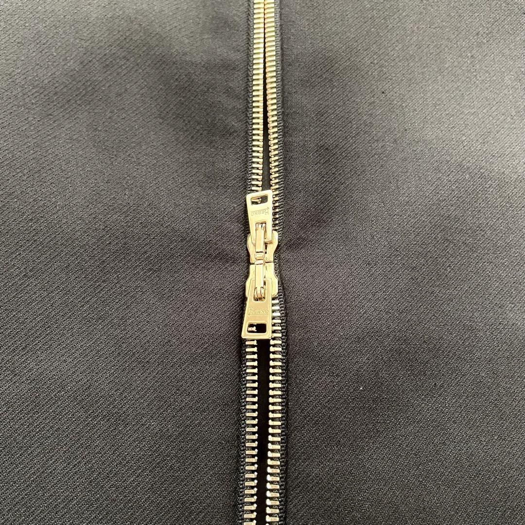 【極美品】HERNO ノーカラーコート 金ダブルジップ サイズ42 黒