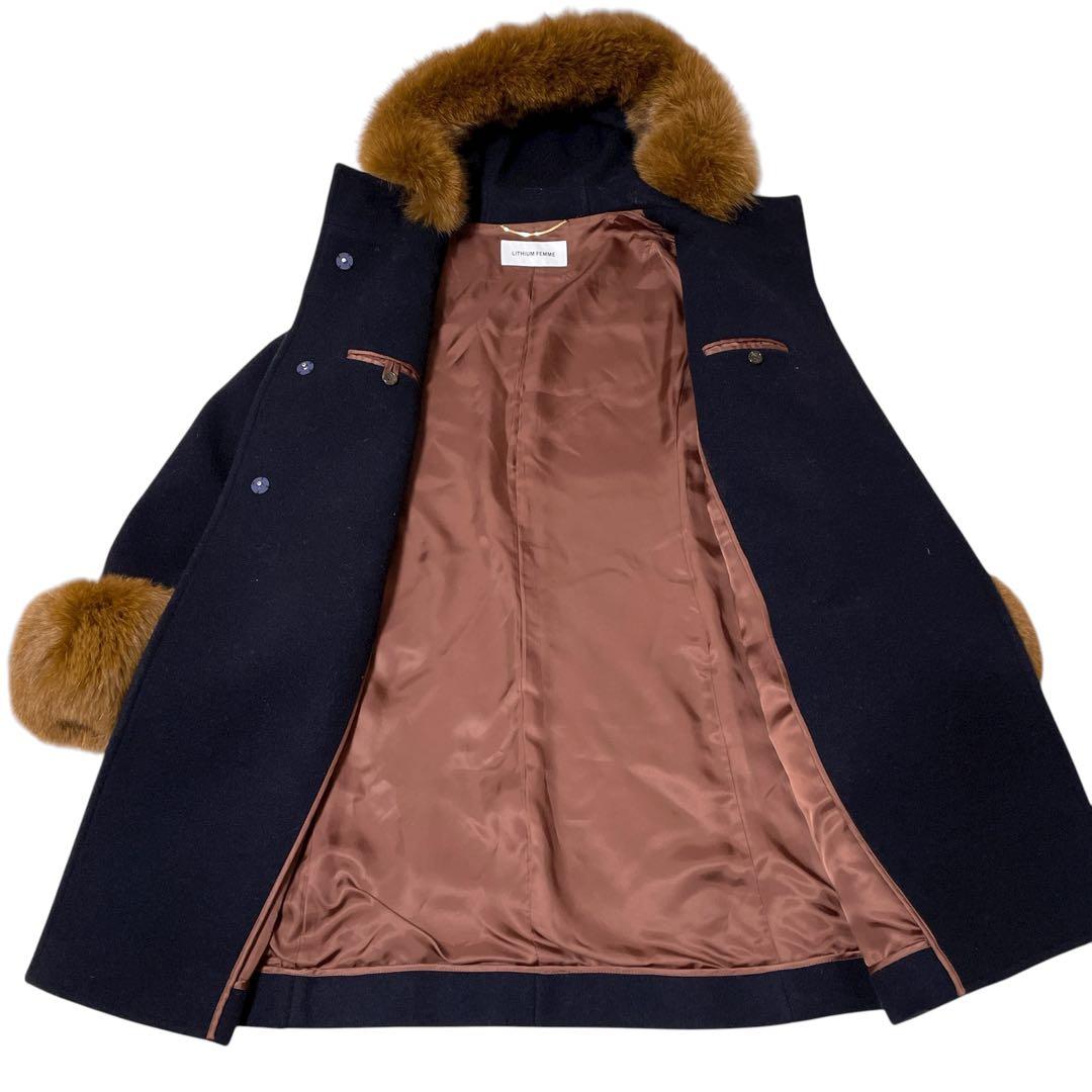 LITHIUM FEMME フォックスファーダッフルコート ゴールド金具 レザー LITHIUM FEMME フォックスファーダッフルコート ゴールド金具 レザー