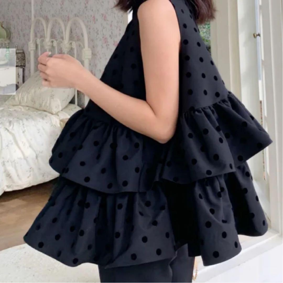 JACQUARD DOT TRIPLE FRILL TOPS - BIRTHDAY BASH