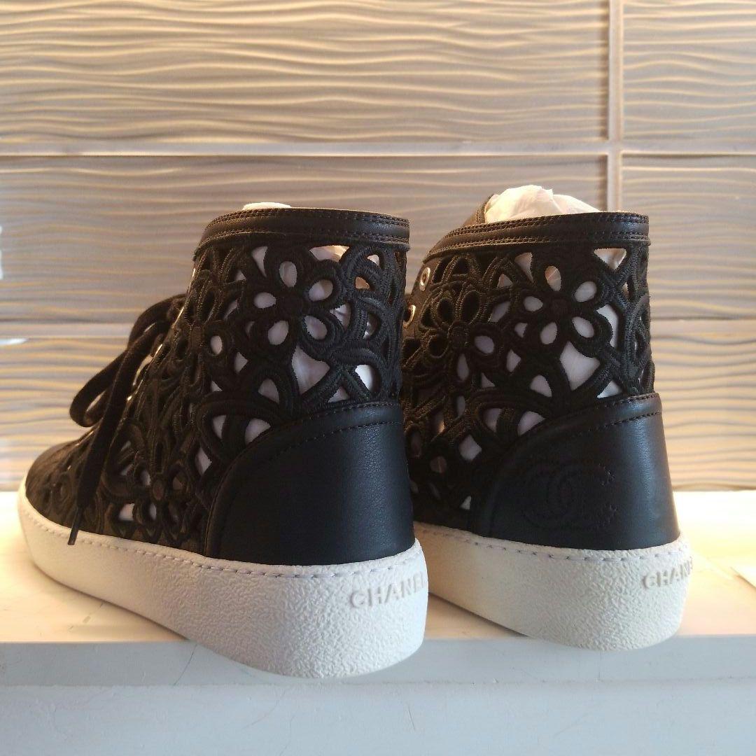 CHANELスニーカー ブラック ハイカットレザー希少 極美品 画像3