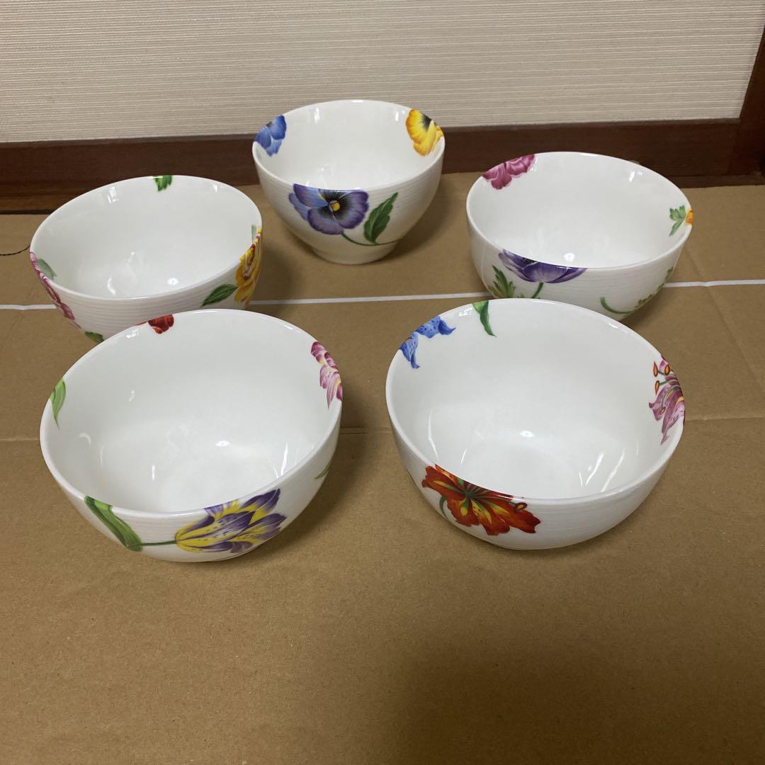 新品未使用　KENZO フローラリ　フリーボール　花柄 ボウル 5個セット KENZO フローラリ フリーボール5客セット 茶碗 花柄 美品 - メルカリ