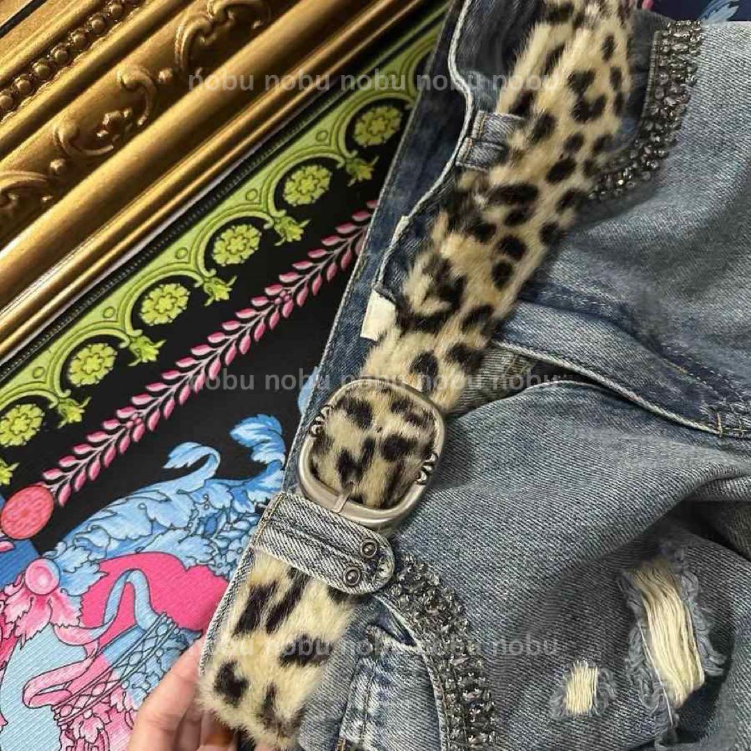 afb ファーベルト ベルト　レオパード AFB. FUR BELT LEOPARD CHARCOAL
