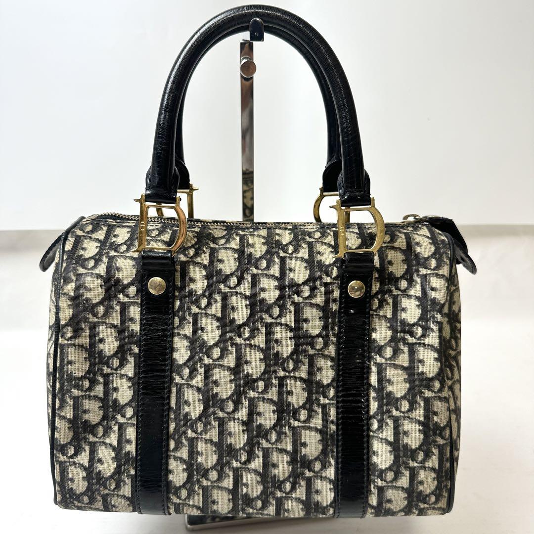 Dior トロッター　ハンドバッグ　ミニボストン　D金具　PVC ネイビー