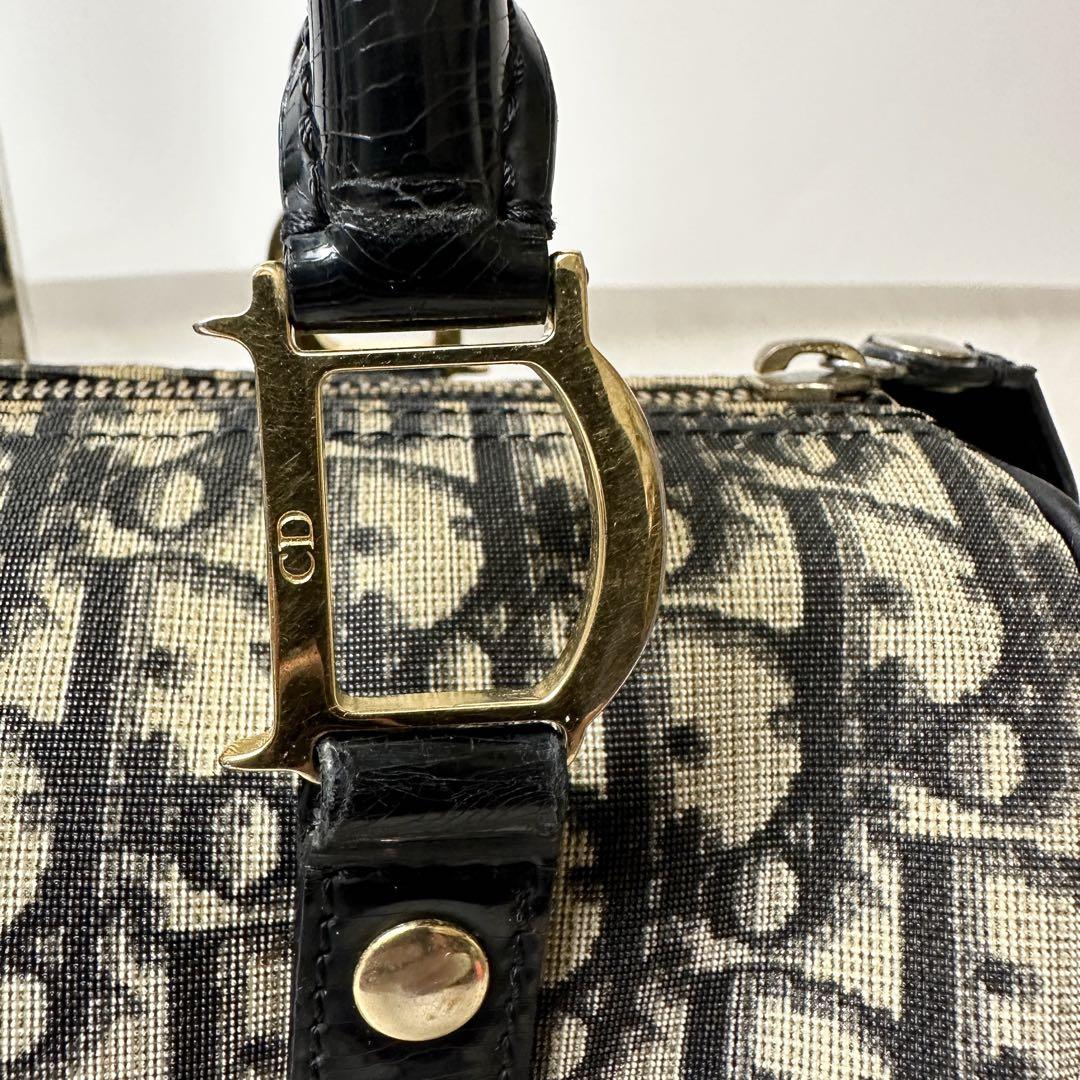 Dior トロッター　ハンドバッグ　ミニボストン　D金具　PVC ネイビー