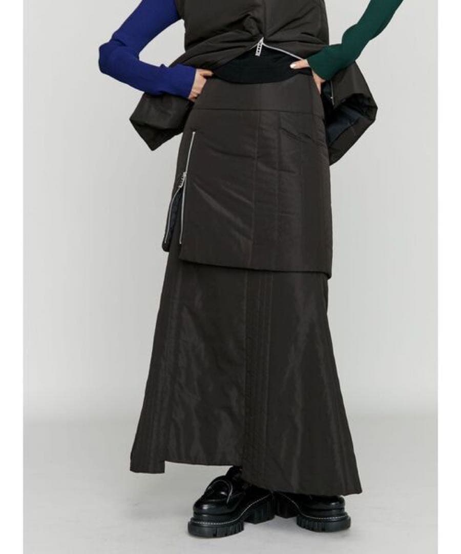 UN3D. アンスリード パテッドジップレイヤードスカート 36S UN3D