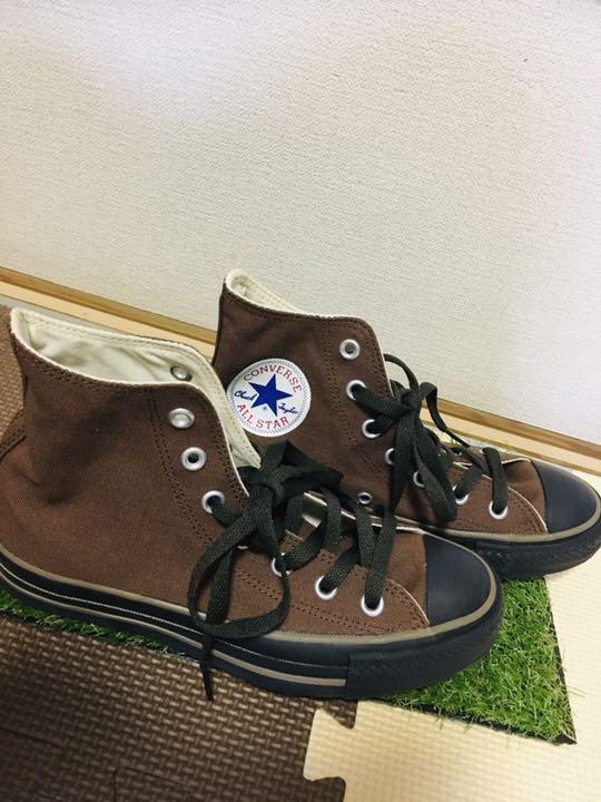 珍しい配色☆(茶×黒)コンバースハイカットスニーカー24cm新品未使用