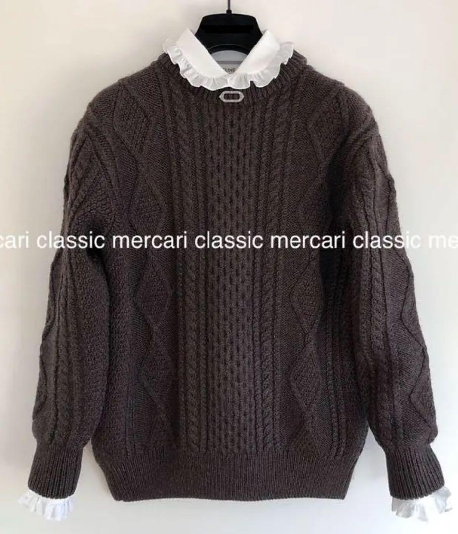 19AW CELINE セリーヌ ブラウス シャツ トップス フリル ストライプ