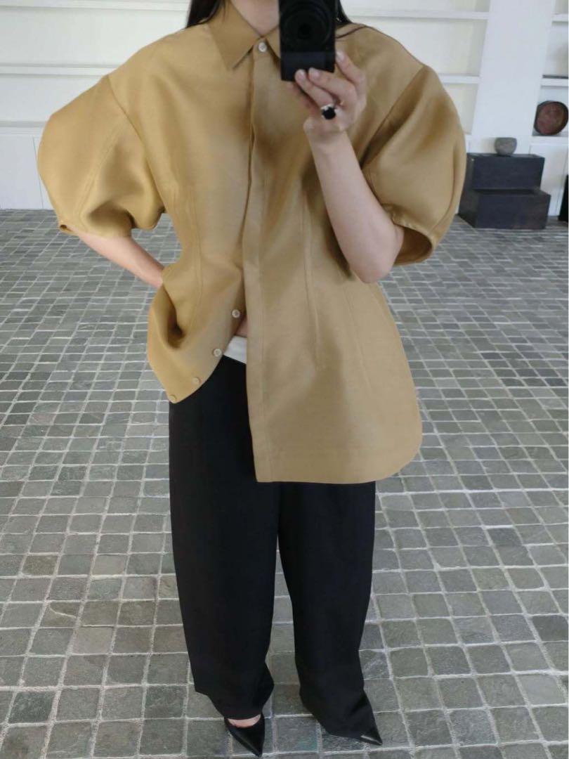 CLANE WAIST SHAPE PUFF SLEEVE TOPS トップス