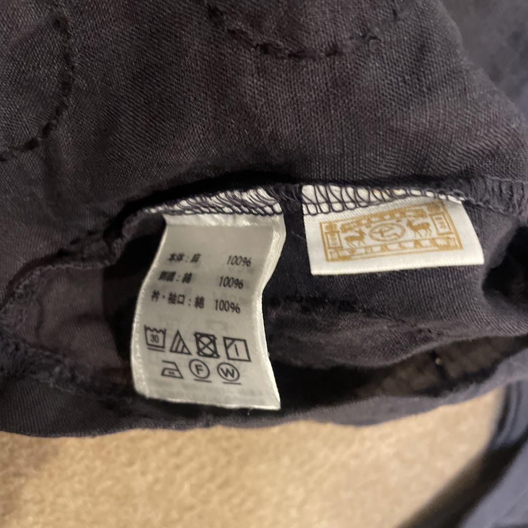 中川政七商店 丸紋刺繍の麻布Tシャツ 黒