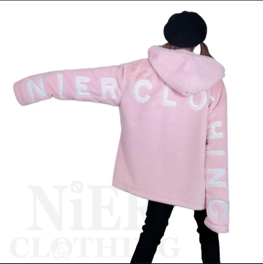 超ふわもこOVERSIZE BACK ZIP OUTER【BLACK×PINK】