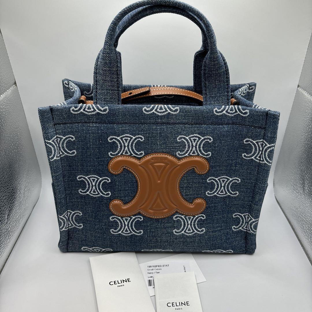 CELINE セリーヌ スモールカバタイス トリオンフ刺繍入 デニム 入手困難