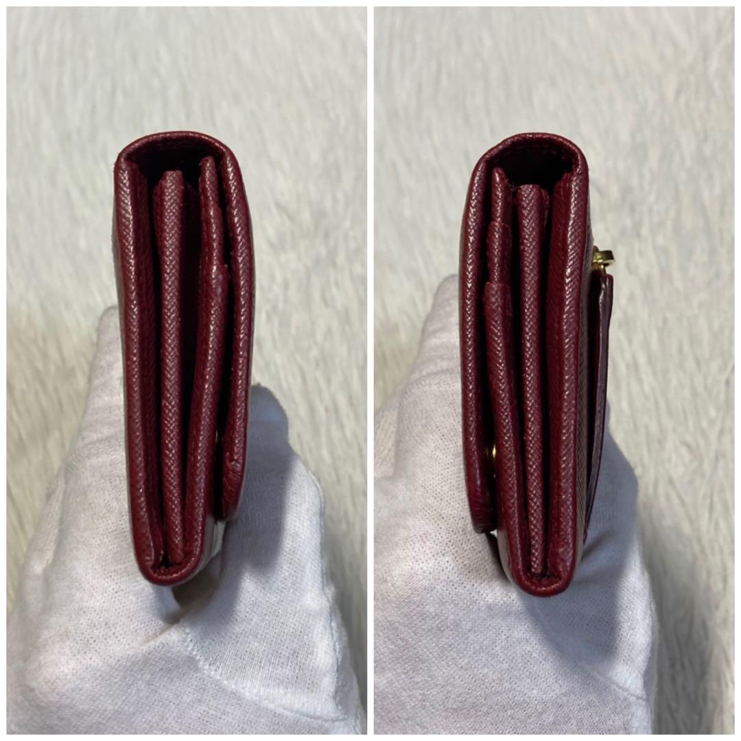 希少　美品　PRADA プラダ　二つ折り　長財布　パスケース　付属品　ボルドー