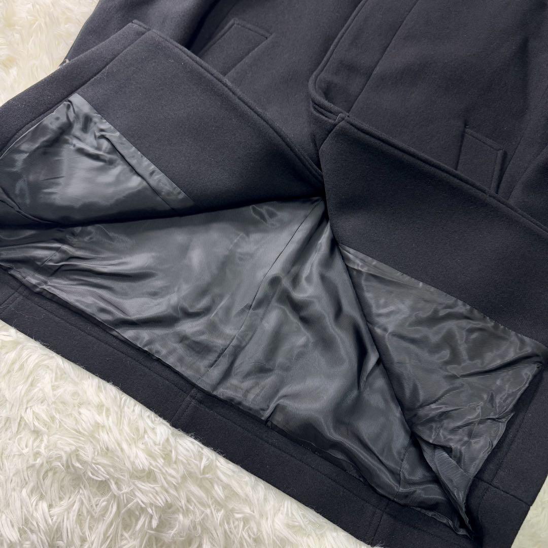 極美品✨junhashimoto チェスターコート　スタンドカラー　比翼　紺　黒