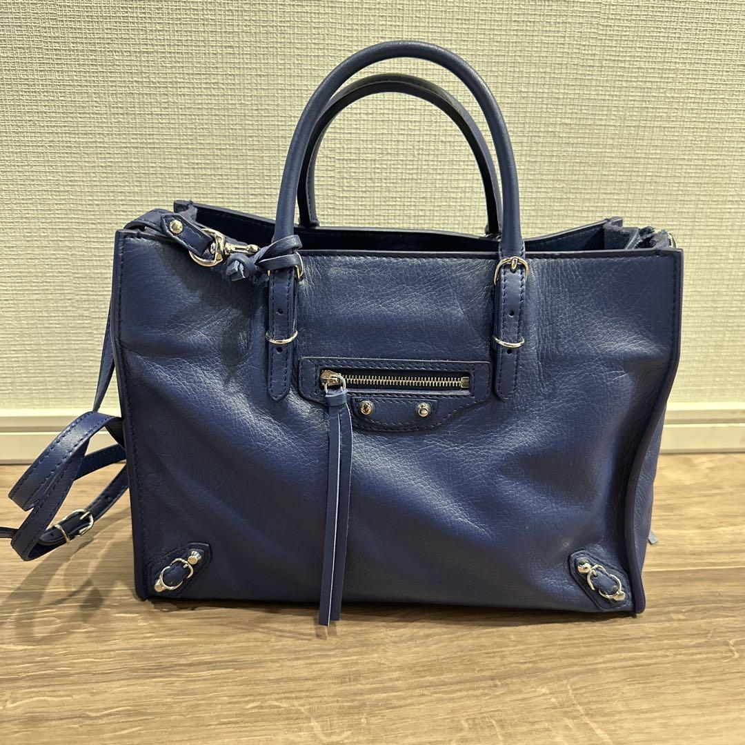 【美品】バレンシアガ ハンドバッグ ショルダーバッグ 紺