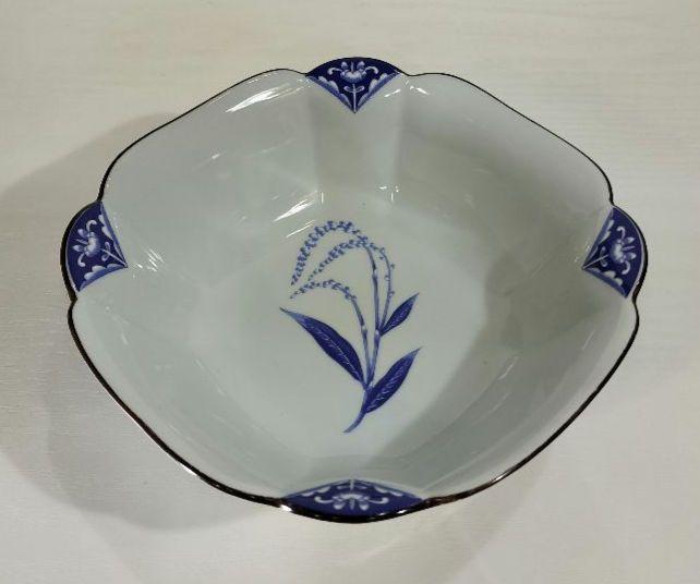 深川製磁 藍の花 鉢
