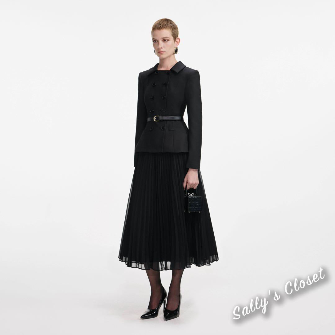 ❤️25秋新作 新品♡ SelfPortrait 黒切替ロングワンピース♡　F94