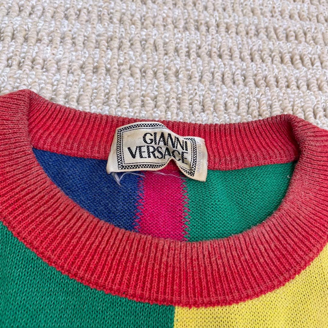 Y2K ジャンニヴェルサーチ コットンニット マルチ ヴィンテージXL LL Gianni Versace WWW_HOMU-JOURNEY_COM