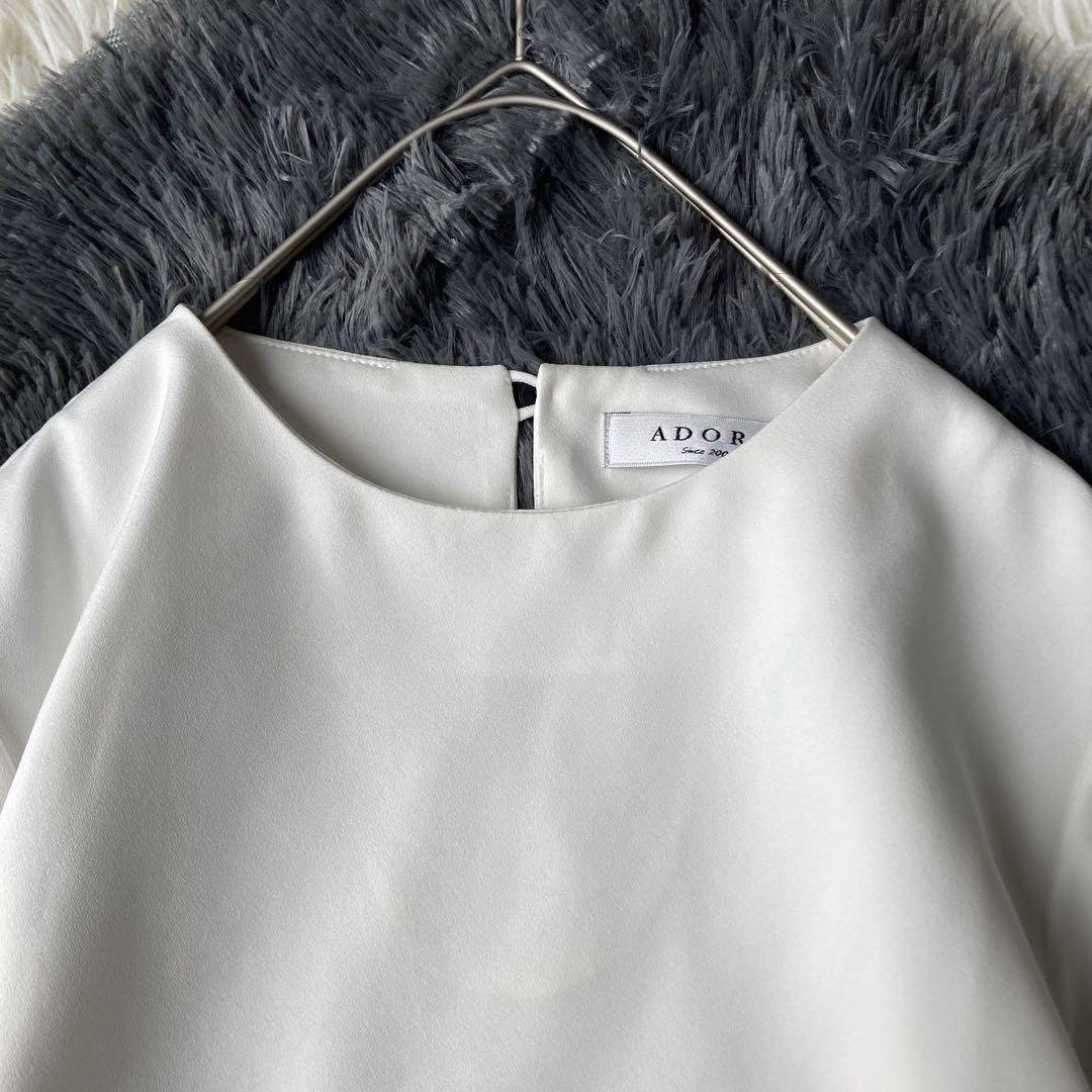 【美品】 ADORE サイドリボン ブラウス シャツ 長袖 ホワイト 38 M