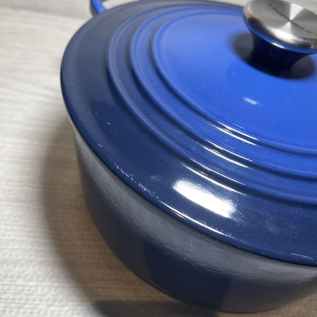 【美品】LE CREUSET　ココット ロンド マルセイユブルー22cm