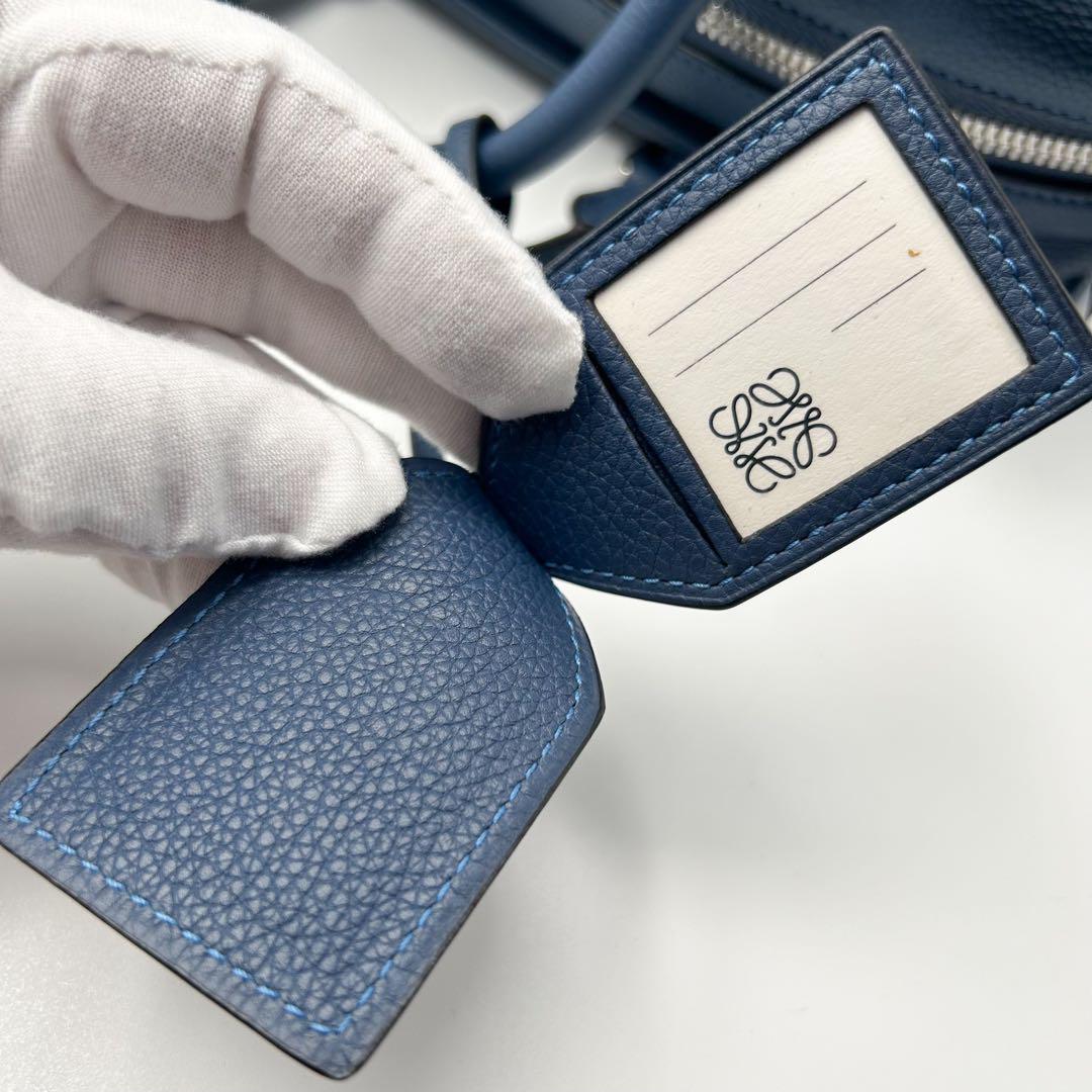 希少色✨美品 LOEWE アマソナ 28 ハンドバッグ ミニボストン ネイビー系