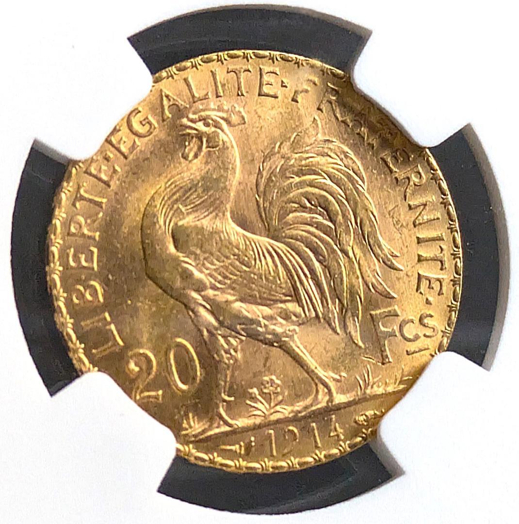 1914年 フランス 20フラン 金貨 PCGS MS66 楽天市場】1914年 フランス 聖マリアンヌ 20フラン 金貨 国鳥
