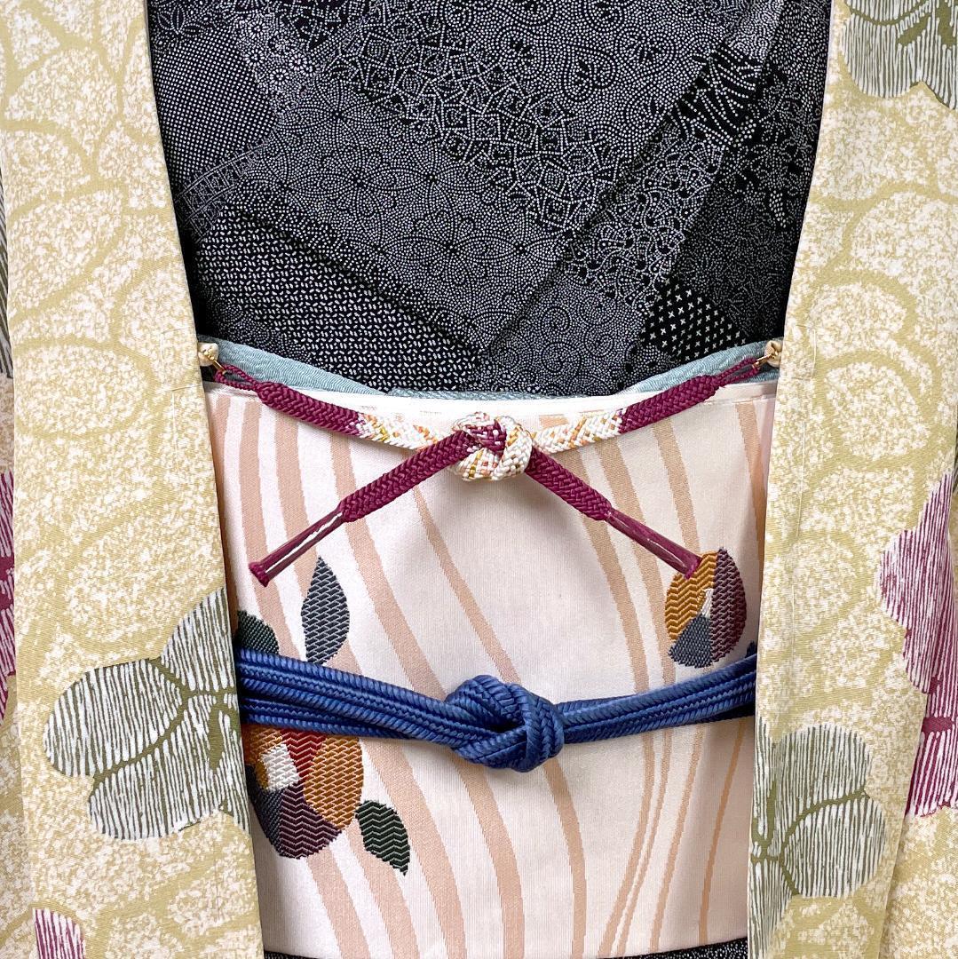 新品 長羽織 身丈100cm 正絹 梅の花柄 淡い抹茶色 着物 A-2111
