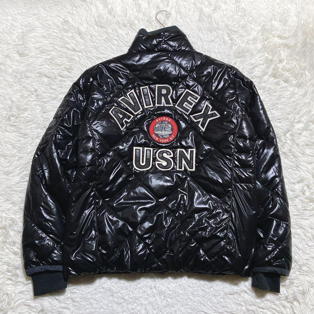 アヴィレックス キルティングジャケット トップガン リブ 黒 サイズXLXL(LL)・AVIREX