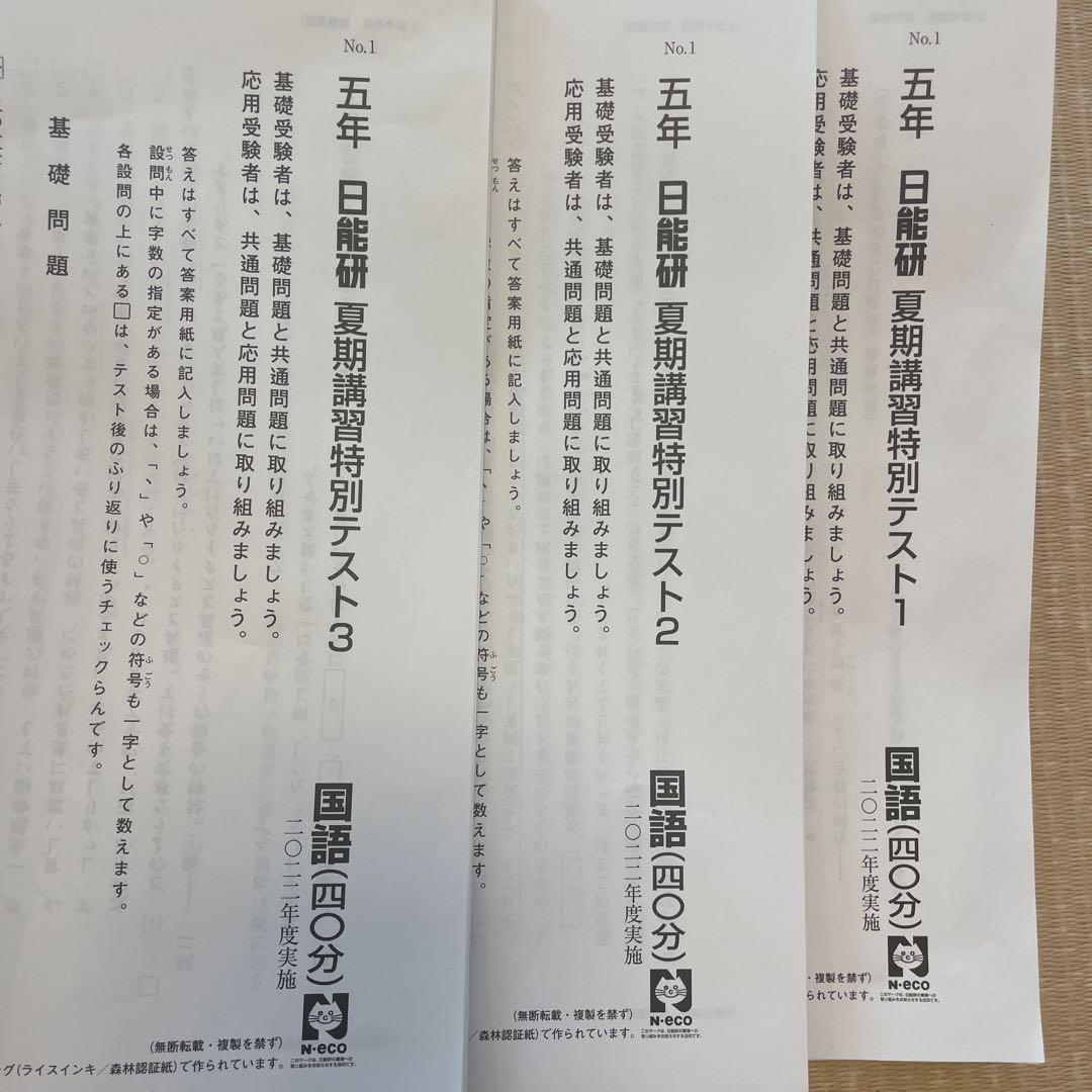 日能研2022年度 5年生学習力育成テスト 公開模試 春期夏期テスト　14回分