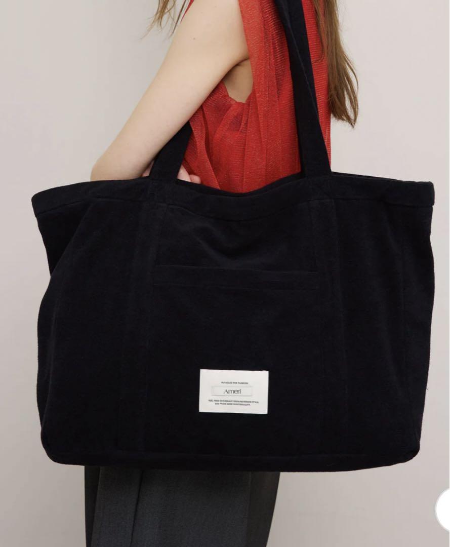AMERI COMFY PILE BIG TOTE BAGブラックF